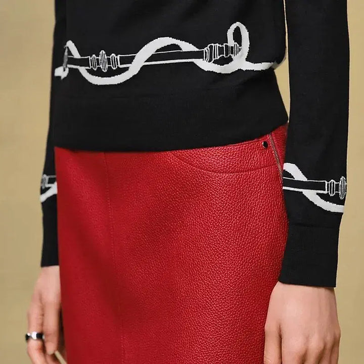 [BUNJANG] Hermès Ferronnerie Jacquard Long Sleeve Sweater / 에르메스 롱 슬리브 스웨터 여성 니트 누아 H6E2675DC0236