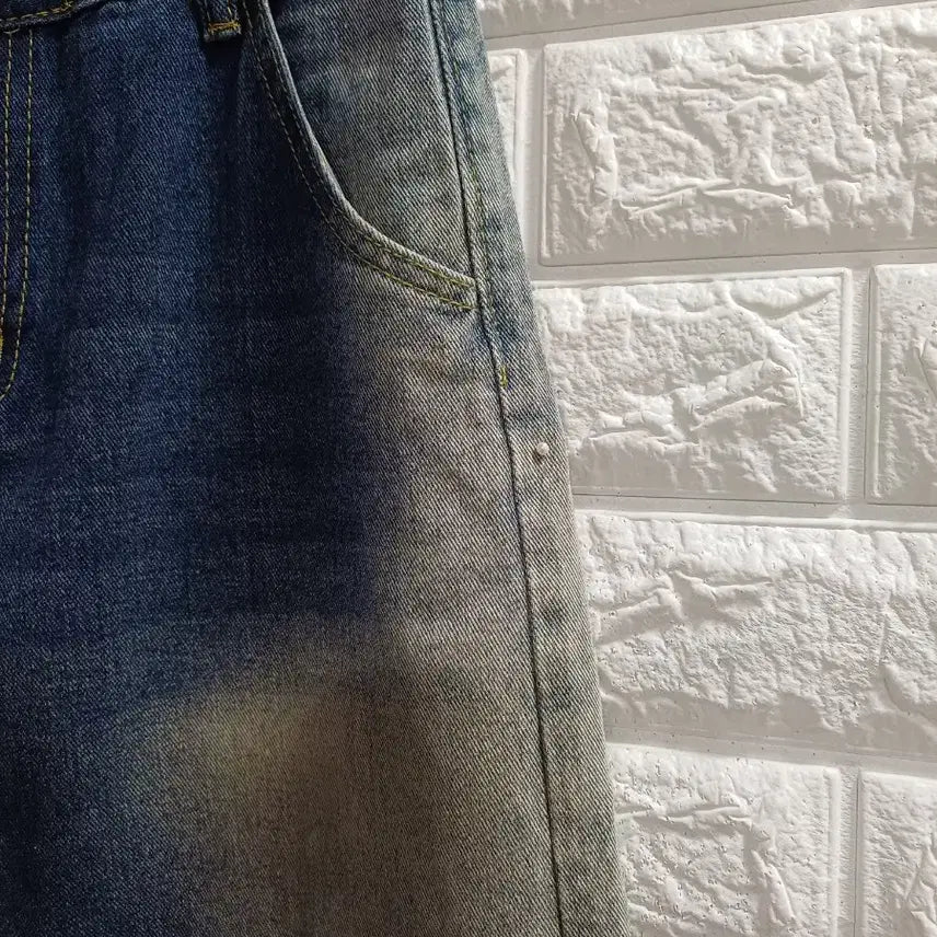 [BUNJANG] Unbranded Wide Leg Jeans M / 허단36~뒷밴딩 와이드 청바지M