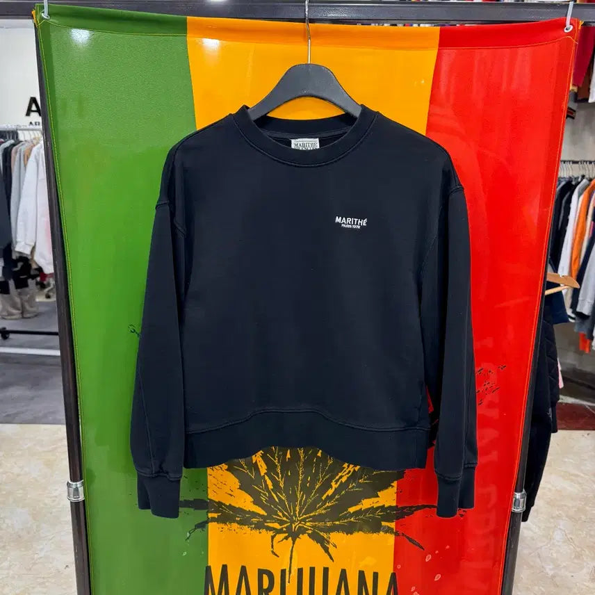 [BUNJANG] Marithe Francois Girbaud Black Crop Sweatshirt S / 마리떼 프랑소와 저버 블랙 크롭맨투맨 S