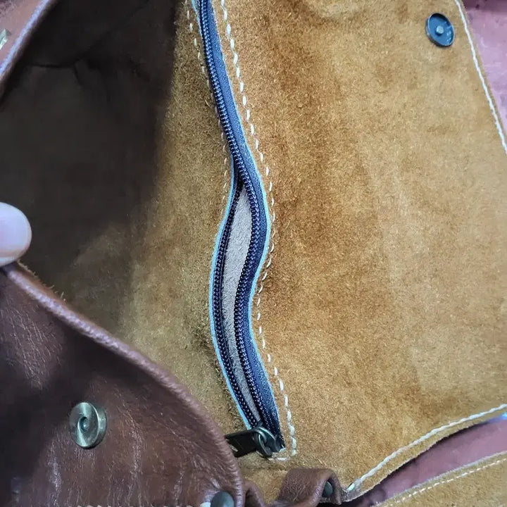 [BUNJANG] Vintage Brown Leather Handmade Crossbody Bag / 가죽 크로스백 브라운 빈티지 핸드메이드