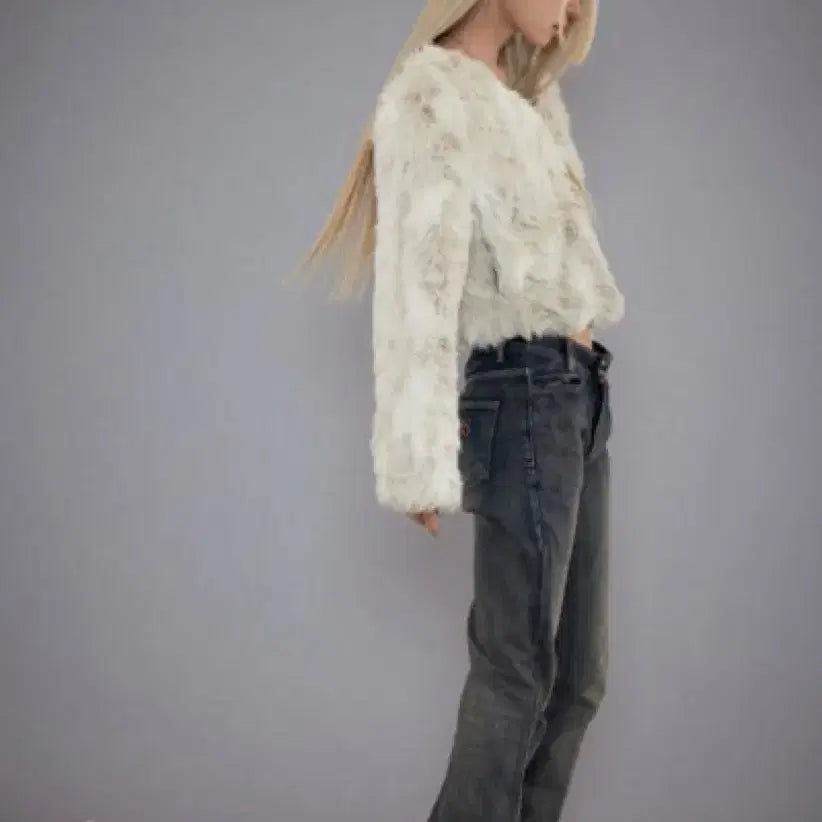 [BUNJANG] As'on Ivory Fur Jacket / as'on 애즈온 아이보리 퍼자켓