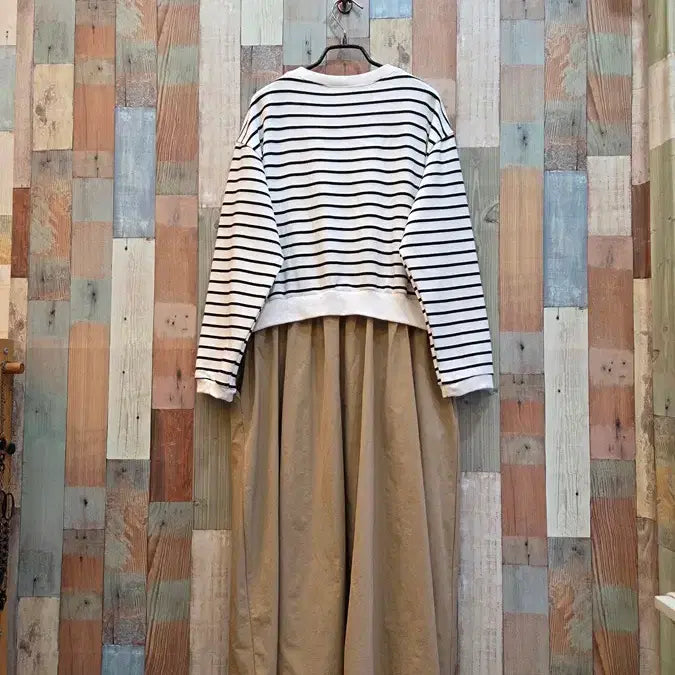 [BUNJANG] Striped Elastic Midi Dress / 단가라 바스락 스판원피스