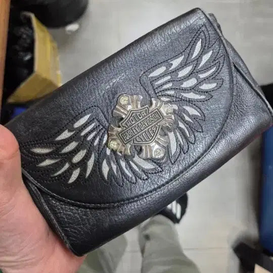 [BUNJANG] 할리데이비슨 레드 윙 가죽 크로스백 / 할리데이비슨 실버 윙 가죽 크로스백