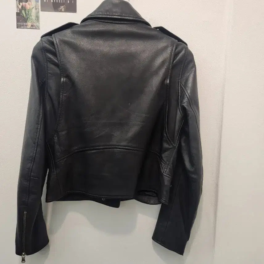 [BUNJANG] Sandro Black Leather Biker Jacket / 산드로 블랙 레더 바이커 자켓