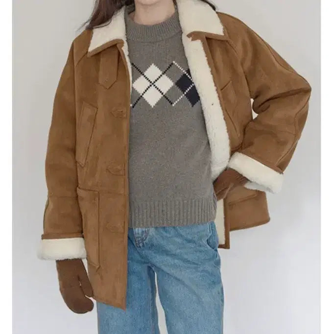 [BUNJANG] NilbyP Brown Mustang Coat / 닐바이피 무스탕 브라운 25WN 새상품