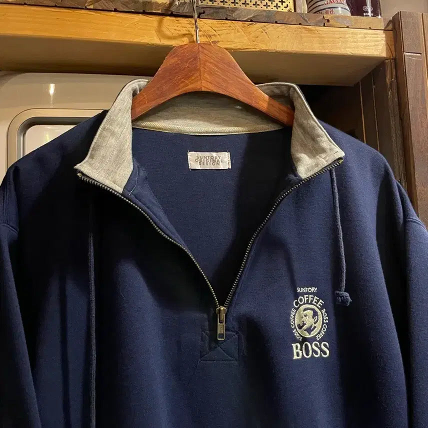 [BUNJANG] BOS Coffee Half-Zip Sweatshirt / 보스커피 반집업