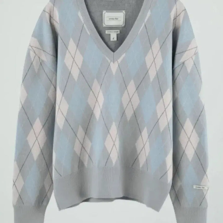 [BUNJANG] Overdue Flare Classic Argyle Knit Pale Blue / 오버듀플레어 클래식 아가일 니트 페일블루
