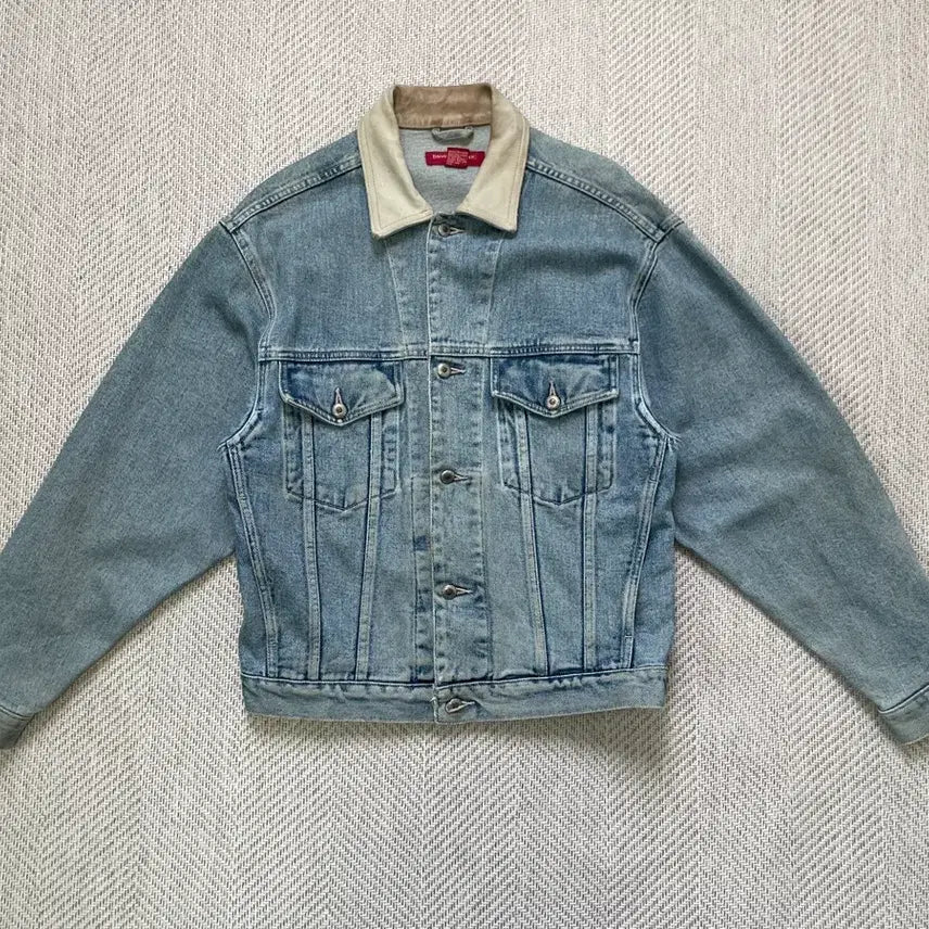 [BUNJANG] Banana Republic Leather Trucker Denim Jacket / 바나나 리퍼블릭 레더 트리커 데님자켓 J04089