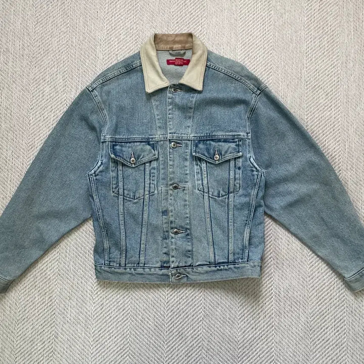 [BUNJANG] Banana Republic Leather Trucker Denim Jacket / 바나나 리퍼블릭 레더 트리커 데님자켓 J04089