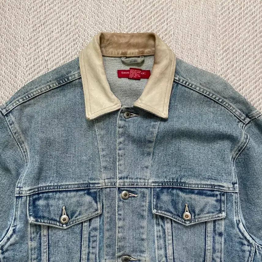 [BUNJANG] Banana Republic Leather Trucker Denim Jacket / 바나나 리퍼블릭 레더 트리커 데님자켓 J04089