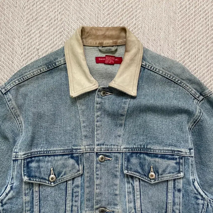 [BUNJANG] Banana Republic Leather Trucker Denim Jacket / 바나나 리퍼블릭 레더 트리커 데님자켓 J04089