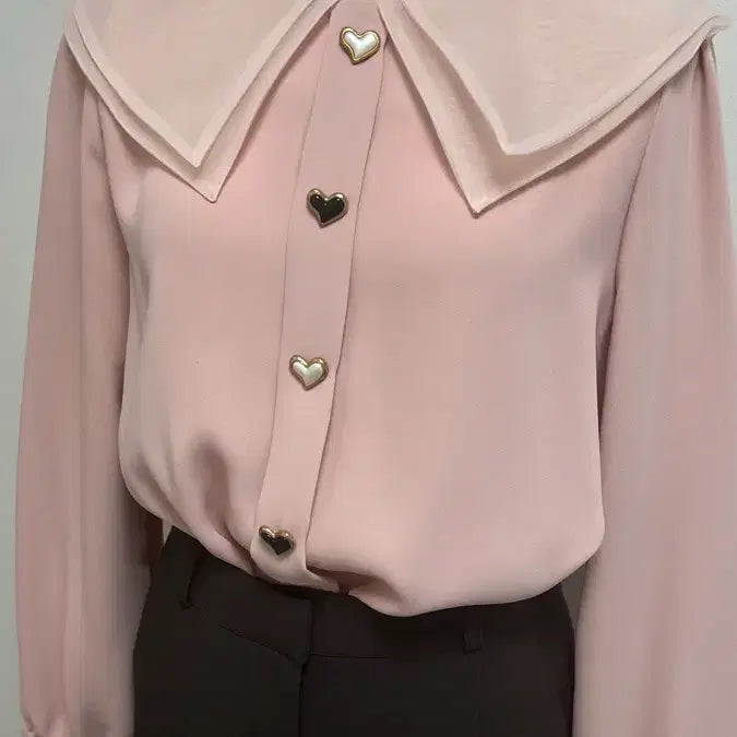 [BUNJANG] Cream Pink Blouse & Likement Brown Pants Set / Cream. 블라우스 + Likement 바지 셋업