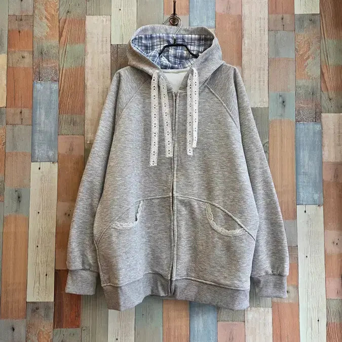 [BUNJANG] Loose Fit Hooded Zip-Up / 레이스포인트 루즈핏 후드집업