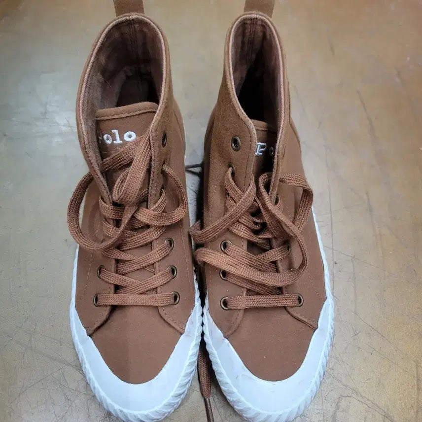 [BUNJANG] Polo Brown High-Top Sneakers / 폴로 브라운 하이탑 스니커즈