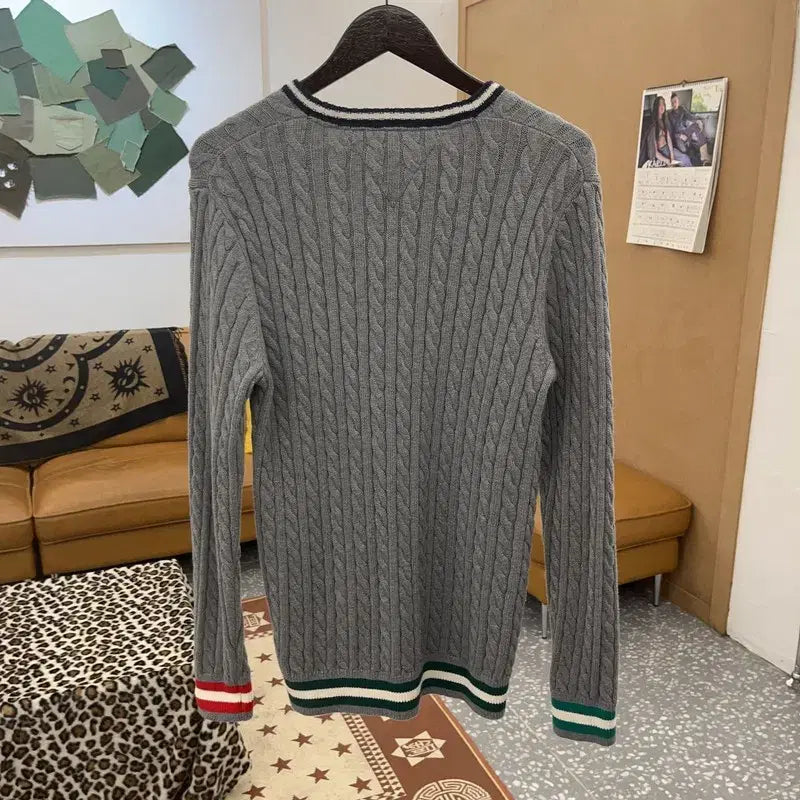 [BUNJANG] Tommy Hilfiger Vintage Retro Cable Knit Sweater / 타미힐피거 빈티지 레트로 캐주얼 배색 꽈배기 니트 176 C09552