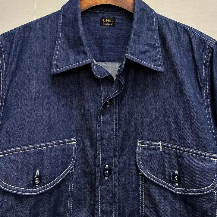 [BUNJANG] Lee Cotton Chambray Denim Two-Pocket Work Shirt Indigo Blue / (M)LEE 리 코튼 샴브레이 데님 투포켓 워크셔츠 인디고블루