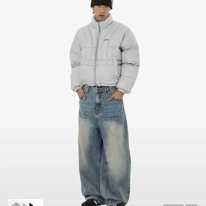 [BUNJANG] OY Light Gray Padded Jacket / 오와이(OY) 패딩 라이트그레이