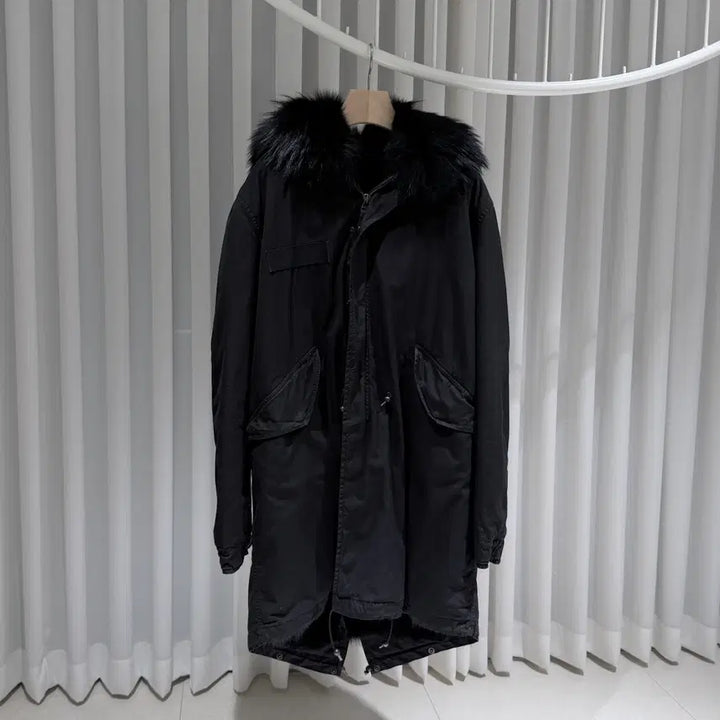 [BUNJANG] Mr&Mrs Italy Black Fur Quilted Field Jacket / ( S + XL ) 미스터앤미세스퍼 블랙 블랙퍼 퀄팅 야상 패딩 자켓