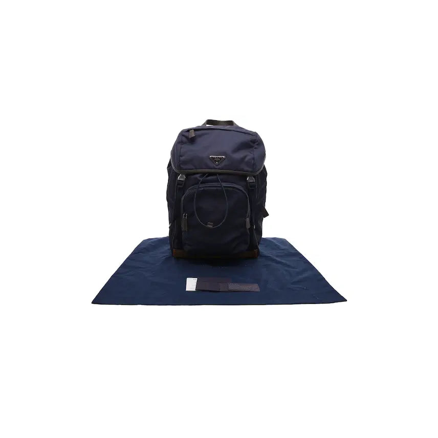 [BUNJANG] Prada Re-Nylon and Leather Backpack Blue Coffee / 프라다 리나일론 앤 레더 백팩 블루 커피