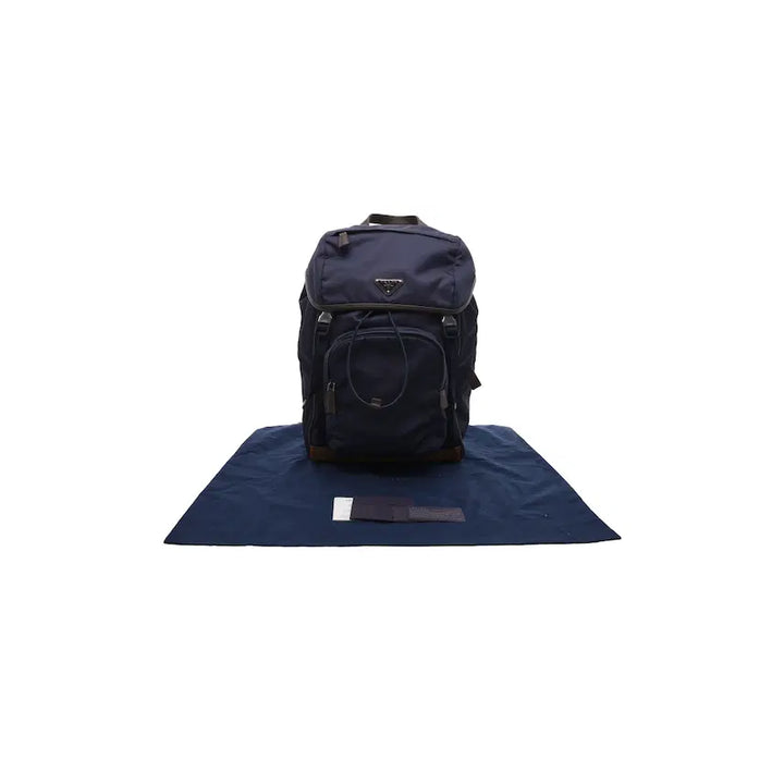 [BUNJANG] Prada Re-Nylon and Leather Backpack Blue Coffee / 프라다 리나일론 앤 레더 백팩 블루 커피