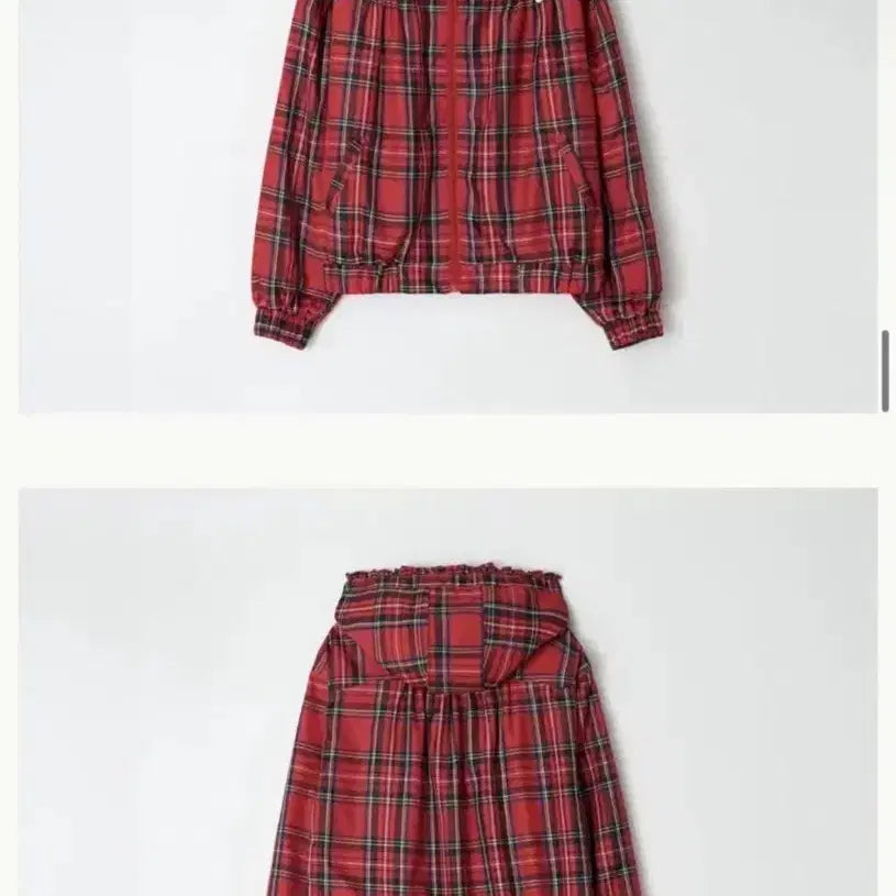 [BUNJANG] Ronrok Frill Check Red Windbreaker Jacket / 론록 프릴체크 바람막이 레드 윈드자켓