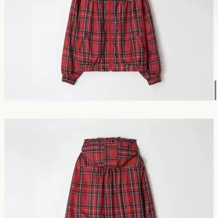 [BUNJANG] Ronrok Frill Check Red Windbreaker Jacket / 론록 프릴체크 바람막이 레드 윈드자켓