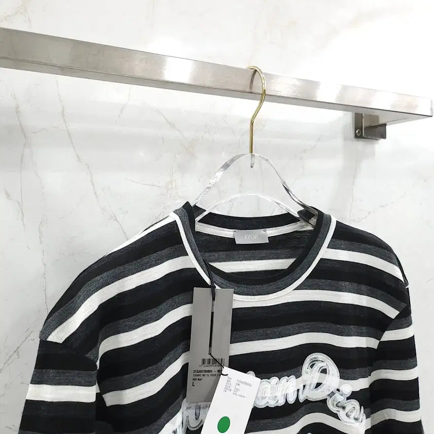 [BUNJANG] Dior Black Paris Stripe Short Sleeve T-Shirt / L / 디올 블랙 파리스 스트라이프 반팔 티셔츠 313J697B0804