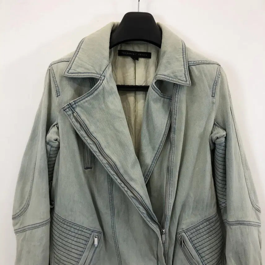 [BUNJANG] Theory USA Washed Denim Biker Jacket (S) / theory 띠어리 USA 워싱 데님 바이커자켓 S