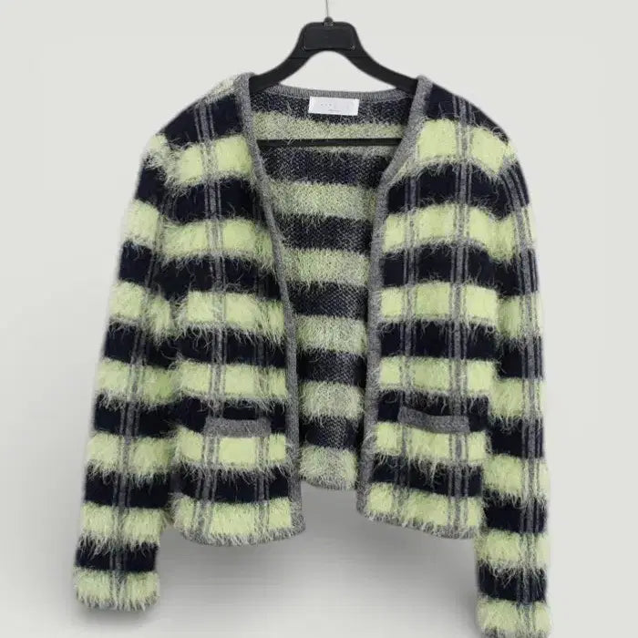 [BUNJANG] Mercier Korean Striped Fur Cardigan / 여성F / 메르시유 국산 단가라 퍼 가디건GN 26-40