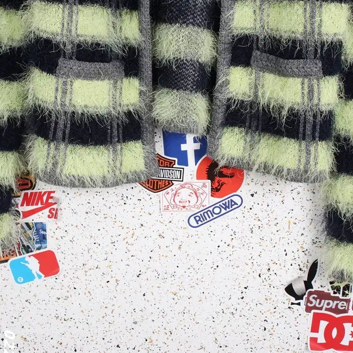 [BUNJANG] Mercier Korean Striped Fur Cardigan / 여성F / 메르시유 국산 단가라 퍼 가디건GN 26-40