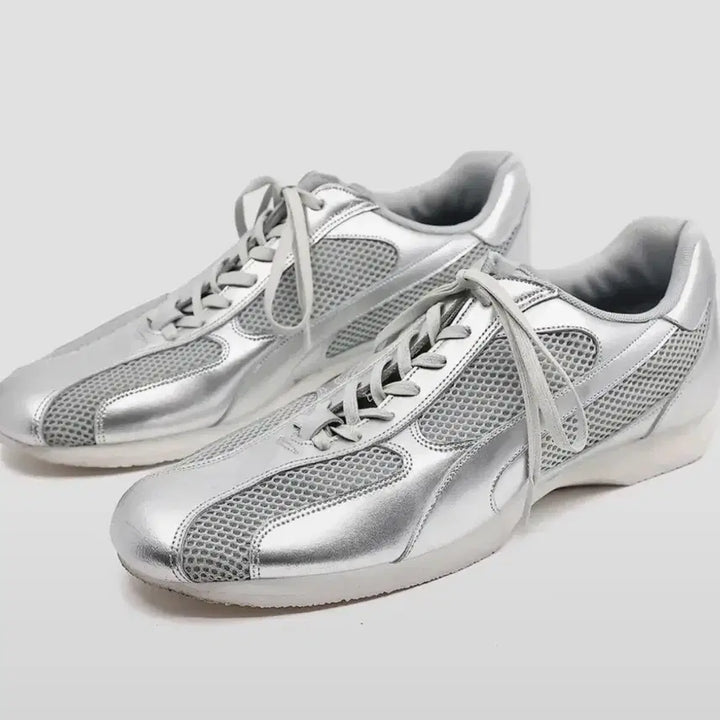 [BUNJANG] Yase Spider Leather Sneakers Silver 285 / 야세 스파이더 레더 스니커즈 실버 285