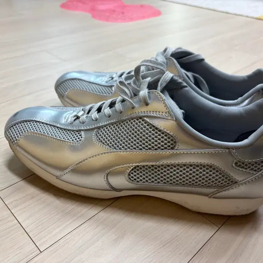 [BUNJANG] Yase Spider Leather Sneakers Silver 285 / 야세 스파이더 레더 스니커즈 실버 285