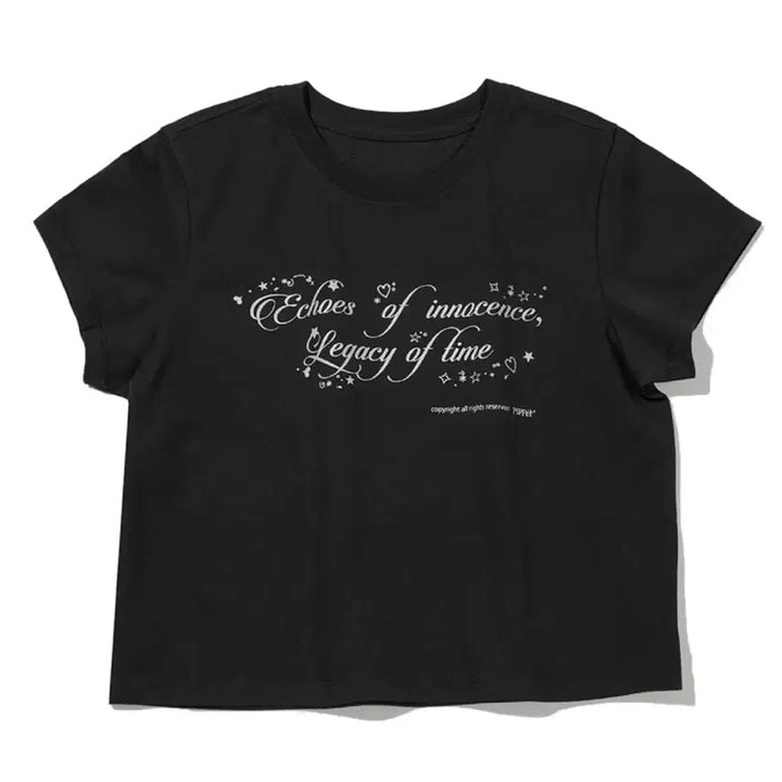 [BUNJANG] Glitter Star Heart Lettering Black T-shirt / 글리터 반짝이 별 하트 레터링 블랙 반팔티 판매
