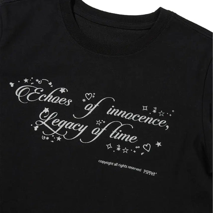 [BUNJANG] Glitter Star Heart Lettering Black T-shirt / 글리터 반짝이 별 하트 레터링 블랙 반팔티 판매