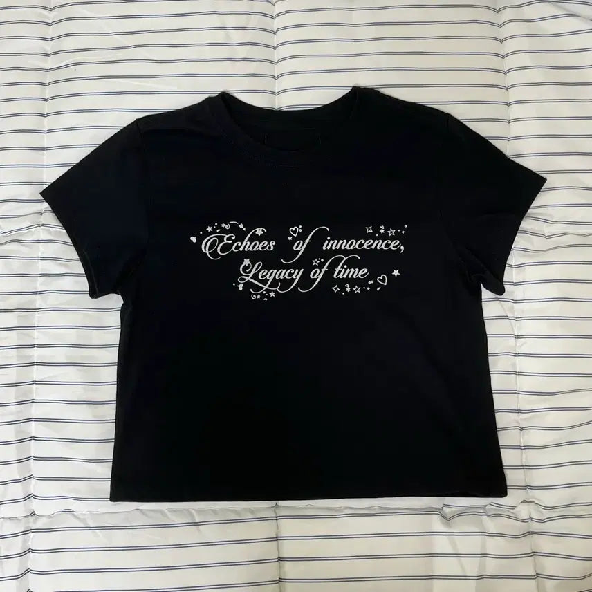 [BUNJANG] Glitter Star Heart Lettering Black T-shirt / 글리터 반짝이 별 하트 레터링 블랙 반팔티 판매