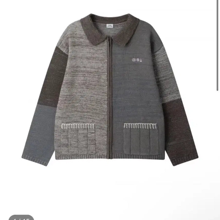 [BUNJANG] Earth Globe Melange Knit Jacket Charcoal / 어스지구 멜란지 니트 자켓 차콜