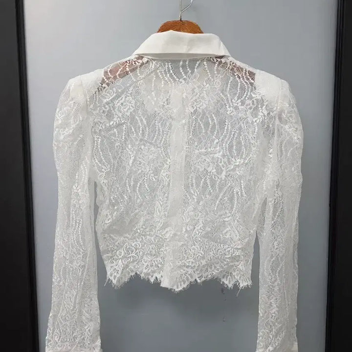 [BUNJANG] Lace Crop Blouse / 레이스 크롭 블라우스