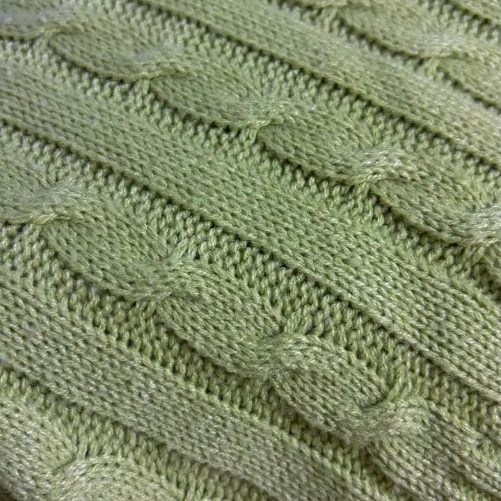 [BUNJANG] Ably Loose Fit Cable Knit Semi-Crop V-Neck Sweater / [에이블리] 루즈핏 꽈배기 세미크롭 브이넥 니트 말차/그린/올리브색