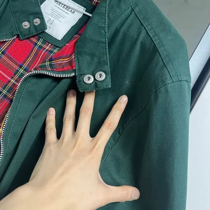 [BUNJANG] Pull&Bear Green Check Lined Jacket Men's XL / 풀앤베어 그린 체크 안감 자켓 남자XL 무료배송