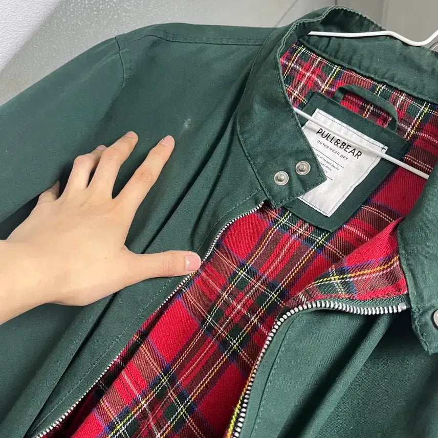 [BUNJANG] Pull&Bear Green Check Lined Jacket Men's XL / 풀앤베어 그린 체크 안감 자켓 남자XL 무료배송