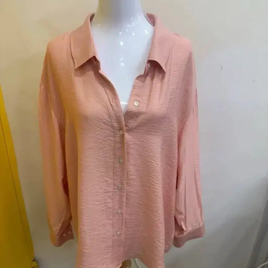 [BUNJANG] LEYOONI Peach Pink Loose Fit Shirt / LEYOONI 피치핑크 루즈핏 셔츠 / 여리핏 데일리 블라우스