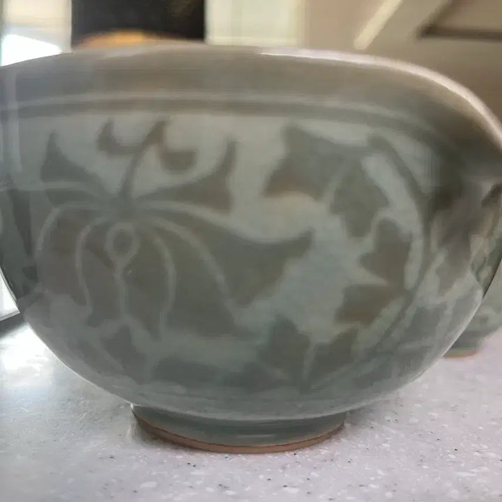 [BUNJANG] Celadon Porcelain Inlaid Peony Pattern Tea Set / 청자 상감 모란문 다기 세트