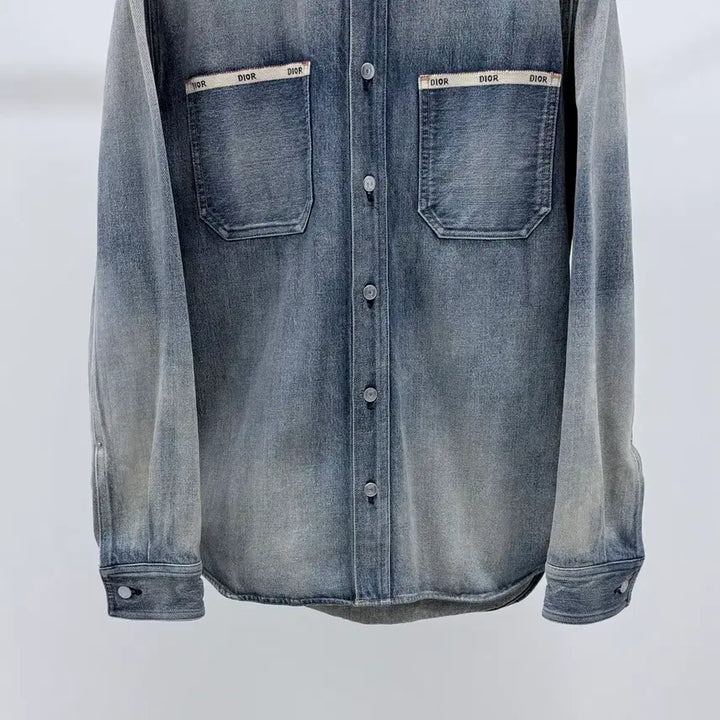 [BUNJANG] Dior Selvedge Pocket Logo Washed Denim Shirt Jacket / [S+급/37] 디올 셀비지 포켓 로고 워싱 데님 셔츠 자켓