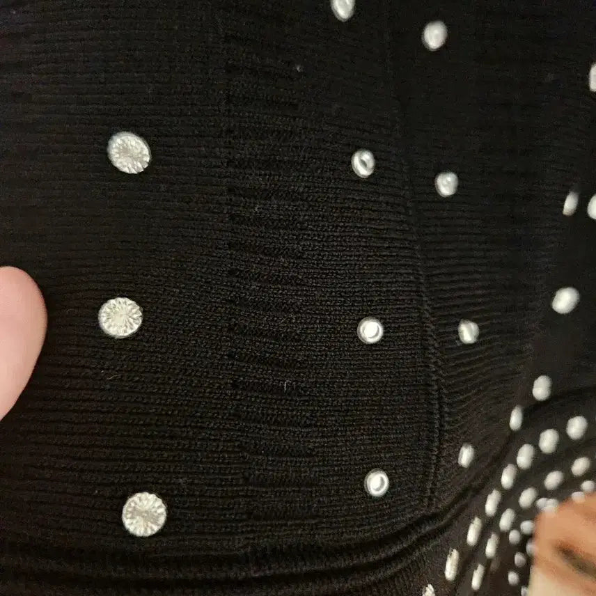 [BUNJANG] Sandro Beaded Dot Knit Dress / 산드로 비즈 도트 니트 원피스 블랙 / 프릴라인