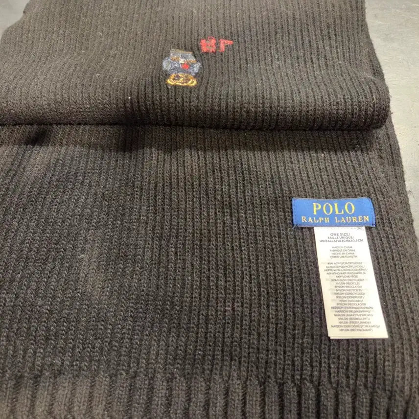 [BUNJANG] Polo Ralph Lauren Black Bear Muffler / 폴로 랄프로렌 블랙 곰돌이 머플러 중고 양도합니다