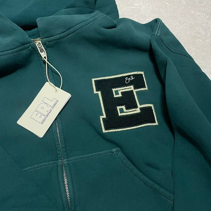 [BUNJANG] ERL Letterman Varsity Hooded Zip-Up Jacket / [M] 새상품 ERL 이알엘 레터맨 바시티 후드집업