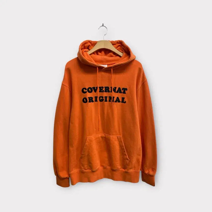 [BUNJANG] Covernat Mid Logo Hoodie L / 커버낫 오렌지 블랙 미드로고 후드티 L