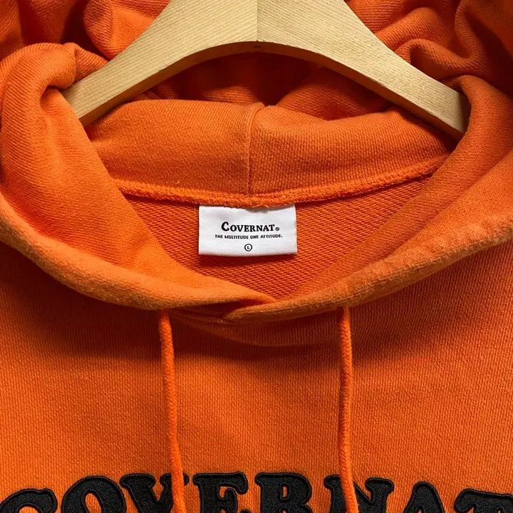 [BUNJANG] Covernat Mid Logo Hoodie L / 커버낫 오렌지 블랙 미드로고 후드티 L