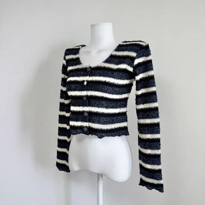 [BUNJANG] Striped Crop Cardigan / 새상품) 스트라이프 크롭 가디건