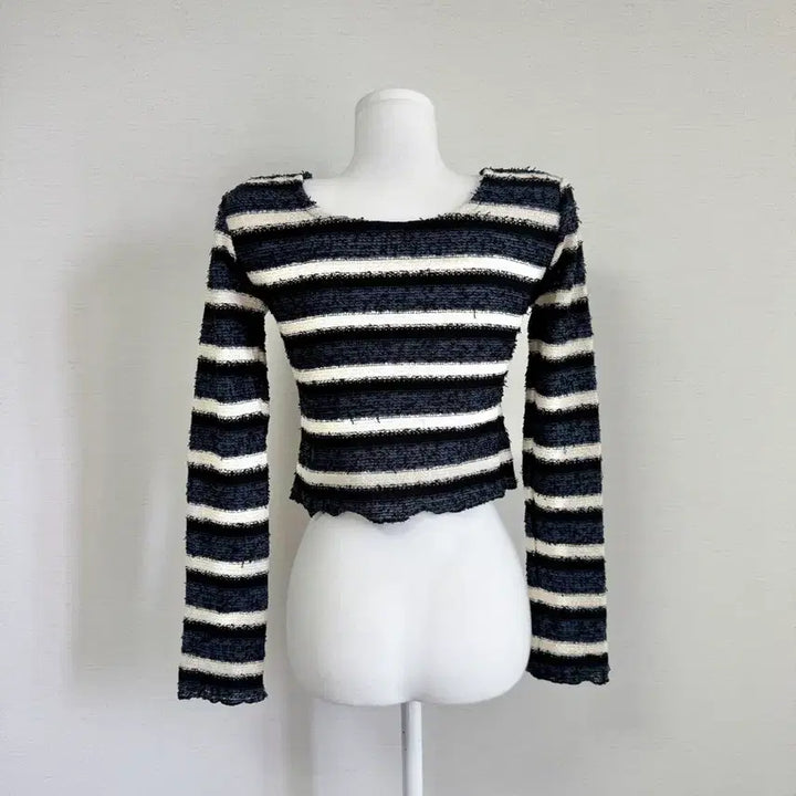 [BUNJANG] Striped Crop Cardigan / 새상품) 스트라이프 크롭 가디건